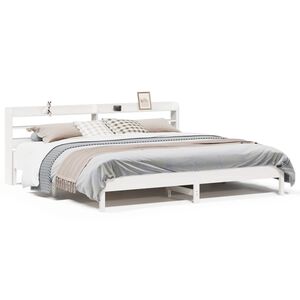 vidaXL S&auml;ngram utan madrass vit 200x200 cm massiv furu