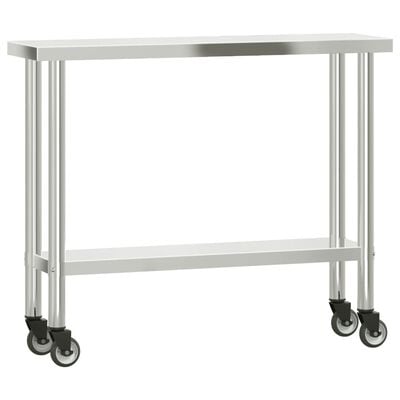 vidaXL Arbetsbord med överhylla 110x30x150 cm rostfritt stål