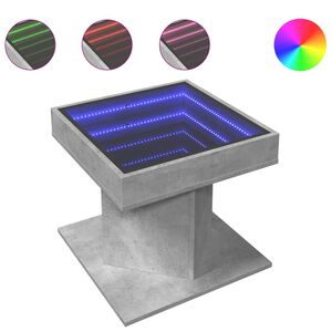 vidaXL Soffbord med LEDs betonggr&aring; 50x50x45 cm konstruerat tr&auml;