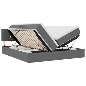 vidaXL F&ouml;rvaringss&auml;ng med madrass M&ouml;rkgr&aring; 180 x 200 cm Konstl&auml;der
