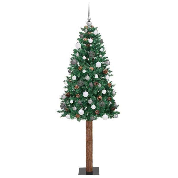 vidaXL Smal julgran med 300 LED-lampor Gr&ouml;n 210 cm PVC och solid furu