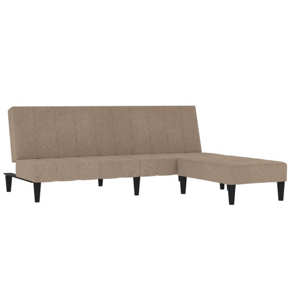 vidaXL B&auml;ddsoffa med pall 2-sits taupe mikrofibertyg