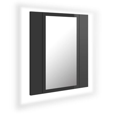 vidaXL Spegelskåp för badrum LED grå högglans 40x12x45 cm akryl