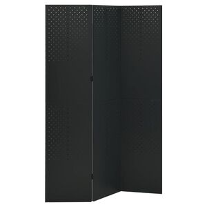 vidaXL Rumsavdelare 3 paneler svart 120x180 cm st&aring;l