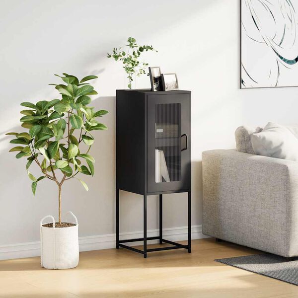 vidaXL Skänk svart 36x39x107 cm kallvalsat stål