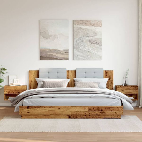 vidaXL Väggmonterade sängbord 2 st åldrat trä