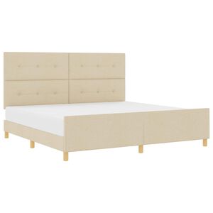 vidaXL S&auml;ngram med huvudgavel Kr&auml;m 200 x 200 cm tyg