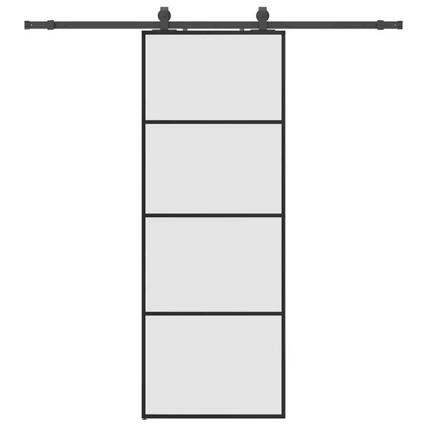 vidaXL Skjutd&ouml;rr med beslag svart 76x205 cm ESG-glas