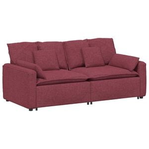 vidaXL Modulsoffa med dynor vinr&ouml;d