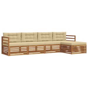 vidaXL Utomhussoffset med kudde 5 pcs Naturlig och Beige