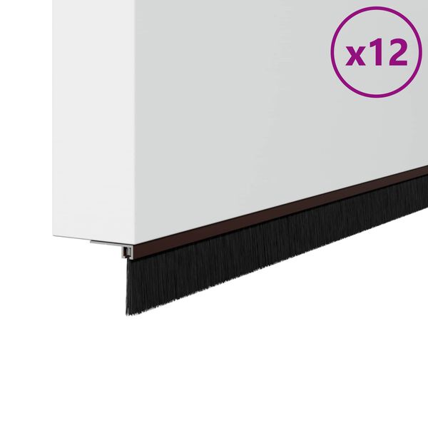 vidaXL Sj&auml;lvh&auml;ftande d&ouml;rrborstlist 12 pcs Brun 100 cm