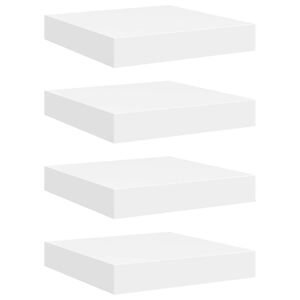 vidaXL Sv&auml;vande v&auml;gghyllor 4 st vit 23x23,5x3,8 cm MDF