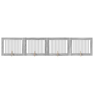 vidaXL Hundgrind med st&auml;llningar 4 pcs Gr&aring; sonoma-ek 100 x 80 cm