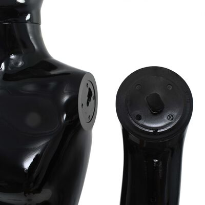 vidaXL Skyltdocka man helkropps med bas i glas glansig svart 185 cm