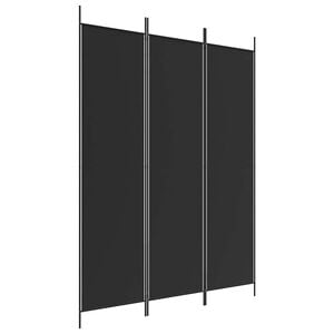 vidaXL Rumsavdelare 3 paneler 150 x 200 cm svart tyg