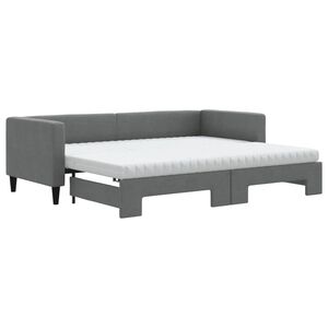 vidaXL Dagb&auml;dd med madrasser utdragbar m&ouml;rkgr&aring; 80x200 cm tyg