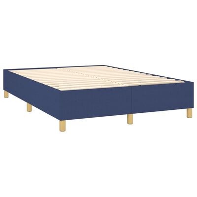 vidaXL Ramsäng med madrass & LED blå 140x200 cm tyg