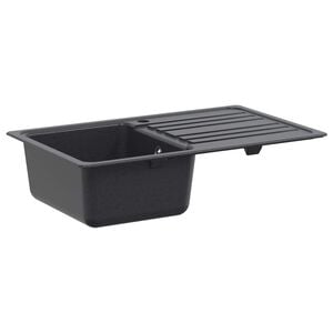 vidaXL Diskb&auml;nk med avrinning Granit 76.5 cm x 46 cm x 28 cm Grafit