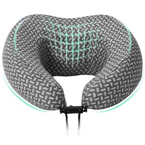 vidaXL Resekudde f&ouml;r nacken Enf&auml;rgad Gr&aring; 30 x 28 x 14 cm Polyester