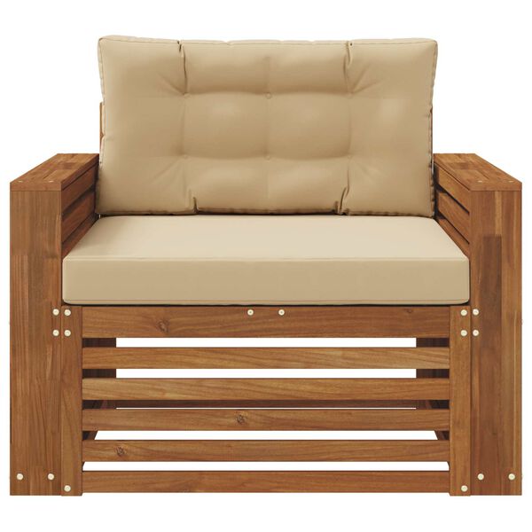 vidaXL Utomhussoffset Massivt akaciatr&auml; och polyester Naturf&auml;rg