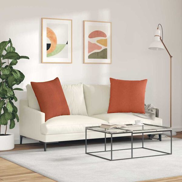 vidaXL Sofakuddar 2 pcs Röd orange 80 x 80 cm Kordread tyg