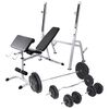 vidaXL Tr&auml;ningsb&auml;nk set med viktst&auml;llning skivst&aring;ng och hantlar 90 kg