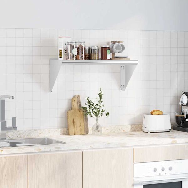 vidaXL V&auml;gghylla 75x30x31 cm silver rostfritt st&aring;l