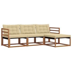 vidaXL Utomhussoffset med kudde 4 pcs Naturlig och Beige