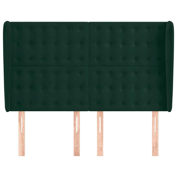 vidaXL S&auml;nggavel med kanter m&ouml;rkgr&ouml;n 147x23x118/128 cm sammet