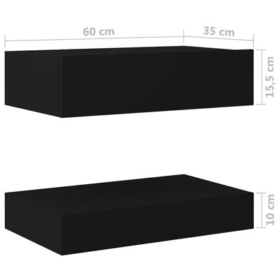 vidaXL Sängbord 2 st svart 60x35 cm spånskiva