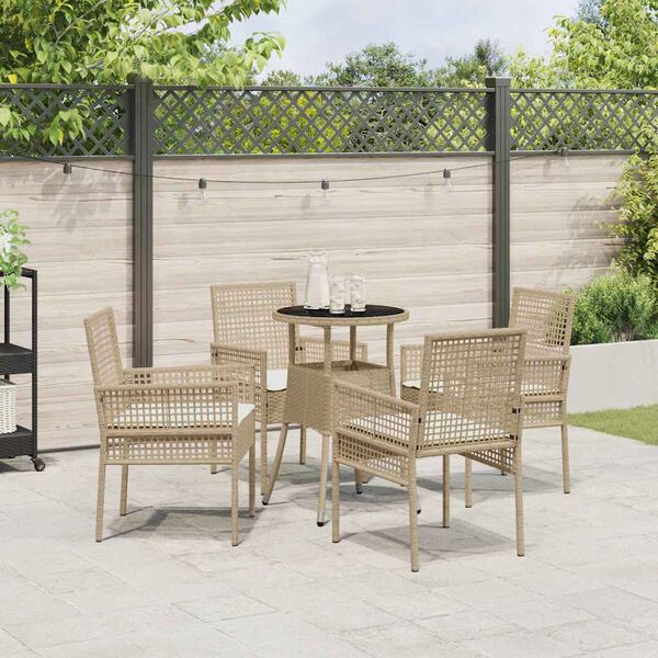 vidaXL Trädgårdsmöbelset 5 pcs Beige Poly rattan