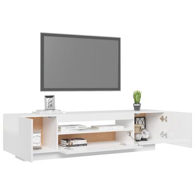 vidaXL TV-bänk med LED-belysning vit högglans 160x35x40 cm