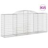 vidaXL Gabioner b&aring;gformade 15 st 300x50x120/140 cm galvaniserat j&auml;rn