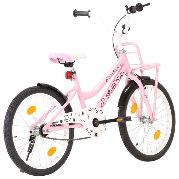 vidaXL Barncykel med frampakethållare 20 tum rosa och svart