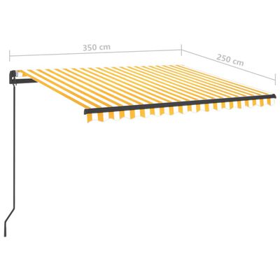 vidaXL Markis manuellt infällbar med LED 3,5x2,5 m gul och vit