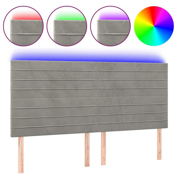 vidaXL S&auml;nggavel LED ljusgr&aring; 160x5x118/128 cm sammet