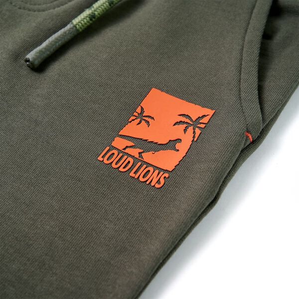 Barnshorts med snöre mörk khaki 128