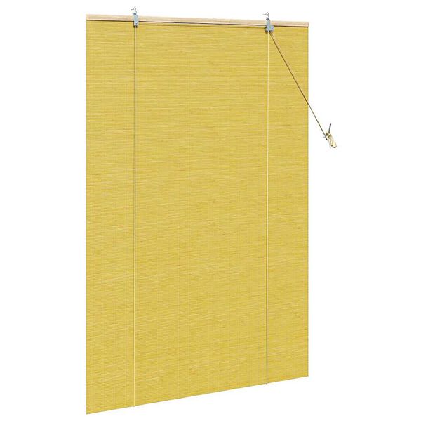 vidaXL Rullgardin med gardiner Gul 100 x 160 cm Bambu