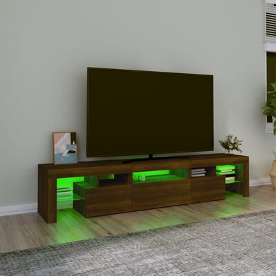 vidaXL Tv-bänk med LED-belysning brun ek 200x36,5x40 cm