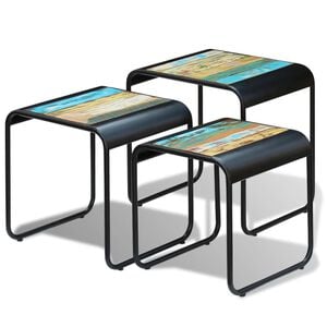 vidaXL Satsbord 3 delar &aring;tervunnet massivt tr&auml;