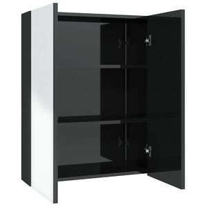 vidaXL Spegelsk&aring;p f&ouml;r badrum svart gl&auml;nsande 60x15x75 cm MDF