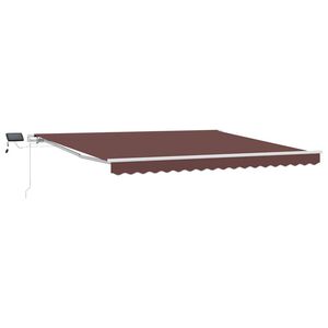 vidaXL Markis manuellt inf&auml;llbar med LED 400x300 cm brun