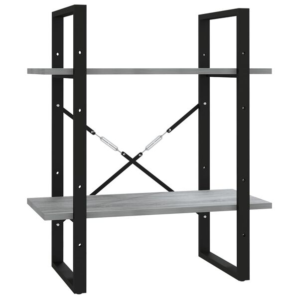 vidaXL Bokhylla 2 hyllor grå sonoma-ek 60x30x70 cm konstruerat trä