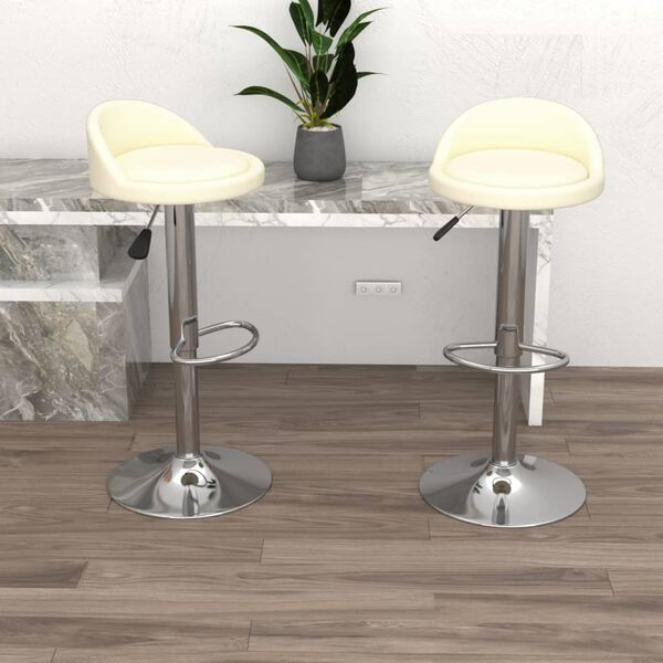 vidaXL Barstolar 2 st gr&auml;ddvit konstl&auml;der