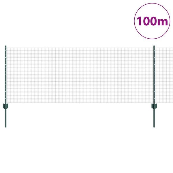 vidaXL St&auml;ngsel med stolpe Gr&ouml;n 0,8 x 100 m St&aring;l och PVC