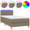 vidaXL Rams&auml;ng med madrass & LED taupe 90x190 cm tyg