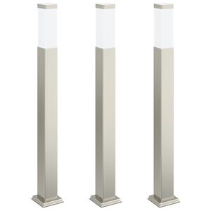 vidaXL Pollare 3 st 80 cm rostfritt st&aring;l IP44