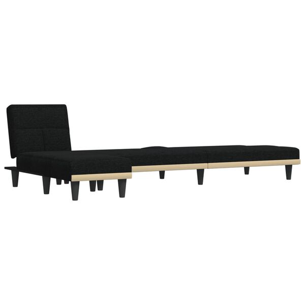 vidaXL L-formad b&auml;ddsoffa svart 255x140x70 cm tyg
