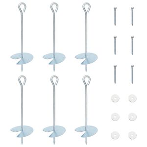 vidaXL Jordankare 6 pcs Silver &Oslash;10 x 30 cm Galvaniserat metall
