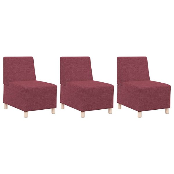 vidaXL Modulsofa utan armst&ouml;d 3 pcs Vinr&ouml;d 55 x 74 x 82 cm tyg